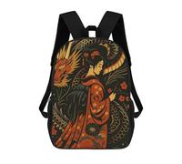 sinyumoney Geisha And Dragon Art Illustration School Bags High Secondary School Bags Casual Backpack for Campus Outdoor Travel Sports 17inch