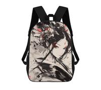 sinyumoney Geisha Art 3D Printed 17inch Kids School Backpack School Bag Fashion Rucksacks for Boys Elementary And Middle School Students