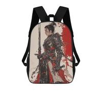 sinyumoney Geisha Female Warrior Backpacks Kids Student Schoolbag 3D Printed Backpacks Elementary And Middle School Students Backpacks for Boys Girls 17inch