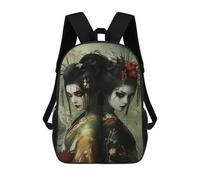sinyumoney Geisha Ghosts Horror Japanese Cherry Blossom School Backpack Schoolbags For Girls Boys Backpack With Pocket Fashion School Bag Kids Backpack 17inch