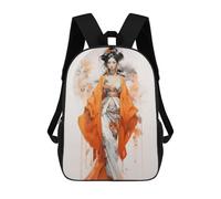 sinyumoney Geisha in Orange Backpack School Bag Rucksack Casual Daypacks School Work Travel Bag for Men, Women & Teenage Boys 17inch
