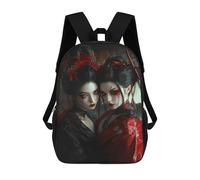 sinyumoney Geisha in Red And Black Japanese Cherry Blossom Children's School Backpack Fashion Casual Children's Backpacks 3D Printed School Bags Boy Large Backpack 17inch
