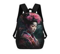 sinyumoney Geisha Japan Backpack 3D Printed Children's School Backpack for Kids High Capacity Travel Rucksacks Book Bags Kids School Bag Back Pack 17inch