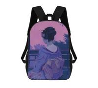 sinyumoney Geisha Japan Painting Rucksacks 3D Printed Children Backpacks Fashion Casual Daypack Cute Travel Bags Outdoor Casual Daypack for Boy And Girl 17inch