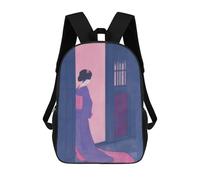 sinyumoney Geisha Japanese Painting School Backpack Large Water Resistant Laptop Backpack for Girls Boys Teenage 17inch