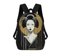 sinyumoney Geisha Portrait with Golden Halo Backpack School Bag Large Water Resistant Laptop Backpack for Teenage Girls Boys Women Men 17inch