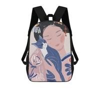 sinyumoney Geisha with Cat Illustration Rucksack Water Resistant School Bag Business Backpack for Boys/Girls/Teenagers 17inch