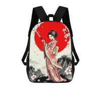 sinyumoney Geisha with Katana School Bags High Secondary School Bags Casual Backpack for Camping Outdoor Adventures And Daily Travel 17inch
