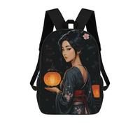 sinyumoney Geisha with Lanterns Kids Backpack, Kids School Bag 3D Printed School Backpacks for Boys And Teenager School Students 17inch