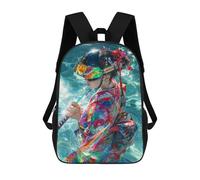 sinyumoney Geisha with Sword School Backpack High Secondary School Bags Casual Backpack for Girl, Teen Girls 17inch