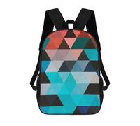 sinyumoney Geometric Art 7 Kids School Backpack School Bag 3D Printed School Bag for Boys Elementary And Middle School Students 17inch