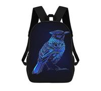 sinyumoney Geometric Blue Jay Bird Backpack School Bag Travel College Rucksack Backpacks for Campus Outdoor Travel Sports 17inch