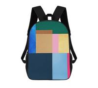 sinyumoney Geometric Collage 12 3D Printed Kids School Bag Rucksacks Children's School Fashion Casual Back Pack High Capacity Travel Book Bags Backpack for Kids 17inch