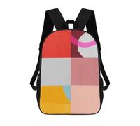 sinyumoney Geometric Collage 5 3D Printed Kids Backpacks Boys Fashion School Bag Travel Backpacks School Bags for Boys Elementary School Students 17inch