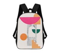 sinyumoney Geometric Collage 8 3D Printed Children's School Backpack for Kids High Capacity Travel Rucksacks Book Bags Kids School Bag Back Pack 17inch