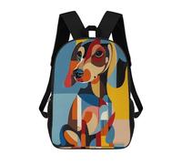 sinyumoney Geometric Dachshund Art School Bags Lightweight Schoolbag Dayback Bookbag College for Teenage Girls Boys Women Men 17inch