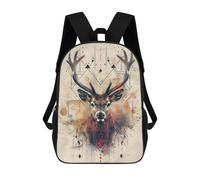 sinyumoney Geometric Deer Portrait with Abstract Patterns Backpacks Kids School Backpack School Bag 3D Printed School Bag for Boys Elementary And Middle School Students 17inch