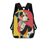 sinyumoney Geometric Dog Art Backpack School Large School Backpack for Boys - Perfect for Travel, Work And Daily Use 17inch