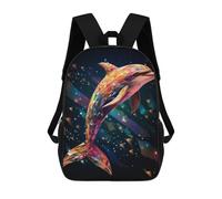 sinyumoney Geometric Dolphin Children's Backpack, 3D Printed School Backpack, Backpack for Boys Girls, Adjustable School Bag for Primary School 17inch