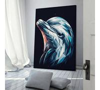 sinyumoney Geometric Dolphin Wall Canvas for Living Room for Living Room Kitchen Home Decorations Modern Art Prints 20x30inch(50x75cm)