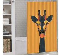 sinyumoney Geometric Giraffe Vector Portrait on Orange 100% Polyester Fabric Washable Decor Bath Curtains for Shower Bath Curtain Wet Room 53.54x70.87Inch（136x180cm）