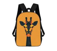 sinyumoney Geometric Giraffe Vector Portrait on Orange Backpacks Kids Student Schoolbag,3D Printed Backpacks,Elementary And Middle School Students Backpacks for Boys Girls 17inch