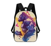 sinyumoney Geometric Gorilla Art 3D Printed Children's School Backpack for Kids High Capacity Travel Rucksacks 17 Inch Book Bags Kids