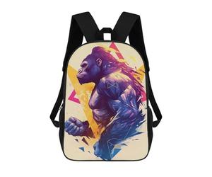 sinyumoney Geometric Gorilla Art 3D Printed Children's School Backpack for Kids High Capacity Travel Rucksacks 17 Inch Book Bags Kids