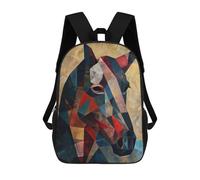 sinyumoney Geometric Horse Children's Backpack, 3D Printed School Backpack, Backpack for Boys Girls, Adjustable School Bag for Primary School 17inch