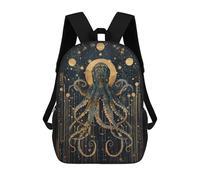 sinyumoney Geometric Kraken Octopus School Bag 3D Printed Children's School Backpack Casual Fashion Travel Backpacks for Kids School Students 17inch