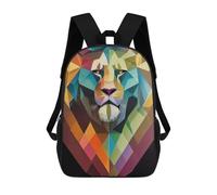 sinyumoney Geometric Lion Backpack 3D Printed Kids School Backpack High Capacity Travel Backpacks Book Bags Kids Backpack 17inch