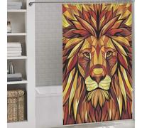 sinyumoney Geometric Lion Vector Portrait in Vibrant Colors 100% Polyester Fabric Washable Decor Bath Curtains for Bathroom Wet Room 53.54x70.87Inch（136x180cm）