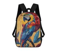 sinyumoney Geometric Macaw Art Backpack Kids School Backpack School Bag 3D Printed Fashion School Bag for Boys Elementary And Middle School Student 17inch