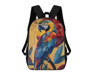 sinyumoney Geometric Macaw Art Backpack Kids School Backpack School Bag 3D Printed Fashion School Bag for Boys Elementary And Middle School Student 17inch