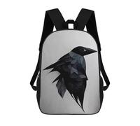 sinyumoney Geometric Raven III Rucksacks 3D Printed Children Backpacks Fashion Casual Daypack Cute Travel Bags Outdoor Casual Daypack for Boy And Girl 17inch