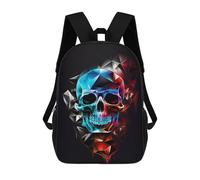 sinyumoney Geometric Skull Artwork 3D Printed Children's School Backpack for Kids High Capacity Travel Rucksacks Book Bags Kids School Bag Back Pack 17inch