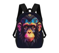 sinyumoney Geometric Style Chimpanzee Rucksacks 3D Printed Children 17inch Backpacks Fashion Casual Daypack Travel Bags Outdoor Casual Daypack for Boy And Girl
