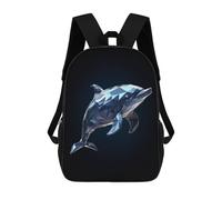 sinyumoney Geometric Style Dolphin School Bag Backpack Teen Schoolbag 3D Printing Adjustable Schoolbag Fashion Pocket Bag for Kids Boys Girls Students And Teenagers Fans 17inch