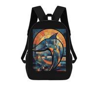 sinyumoney Geometric Whale Animal Backpack 3D Printed Children's School Backpack Kids Travel Backpacks High Capacity Book Bags Children's Backpack Rucksack 17inch