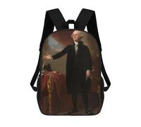 sinyumoney George Washington Portrait Kids Backpack, Kids School Bag 3D Printed School Backpacks for Boys And Teenager School Students 17inch