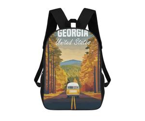 sinyumoney Georgia Road Trip Travel Poster Backpack School Bag Water Resistant Travel Backpack Computer Bag for Teenage Girls Boys Women Men 17inch
