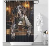 sinyumoney German Pointer in The Pub 100% Polyester Fabric Washable Modern Fabric Bathroom Decor Set for Shower Bath Curtain Wet Room 46.85x70.87Inch（119x180cm）