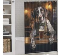 sinyumoney German Pointer in The Pub Washable Waterproof Cloth Fabric Bathroom Decor Curtains for Bathroom Wet Room 56.30x70.87Inch（143x180cm）