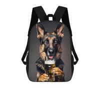 sinyumoney German Sheperd Beer Children's School Backpack 3D Printed for Kids Travel Rucksacks Book Bags for Boys Elementary School Students 17inch