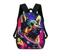 sinyumoney German Shepherd Astronaut Rucksack Lightweight Casual Daypack School Backpacks for Campus Outdoor Travel Sports 17inch