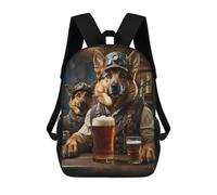sinyumoney German Shepherd Beer Dogs Backpack School Secondary Causal Travel High School Bags for Boys/Girls/Teenagers 17inch