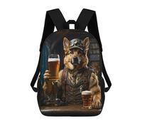 sinyumoney German Shepherd Beer Hound Children's Backpacks School Backpack 3D Printed Backpack for Kids Travel Rucksacks Book Bags Kids School Bag 17inch