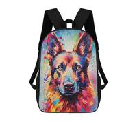 sinyumoney German Shepherd Colorful Backpack 3D Printed Kids School Backpack High Capacity Travel Backpacks Book Bags Kids Backpack 17inch