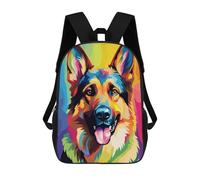 sinyumoney German Shepherd Colorful School Bag Bookbag 3D Printed Children's Backpacks for Kids Boy Girl Book Bags Kids School Bag Travel Rucksacks 17inch