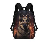 sinyumoney German Shepherd Dog Fire Backpacks Kids School Backpack School Bag 3D Printed Fashion School Bags for Boys Elementary And Middle School Students 17inch